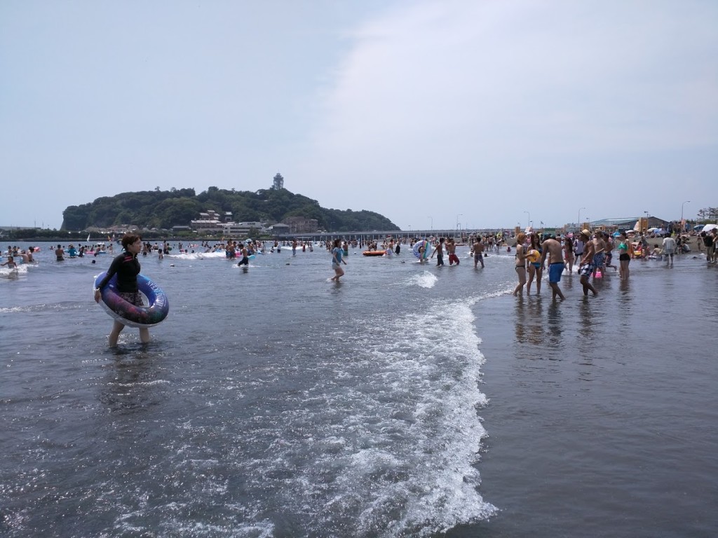 Higashihama beach in Kamakura - If you look closely lots of people aren't wearing rash guards